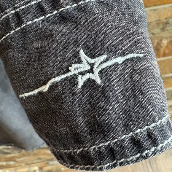 Ryan Michael Western Black Denim Wash 3/4 Long Sleeve Shirt Dress Snap button - Picture 3 of 7